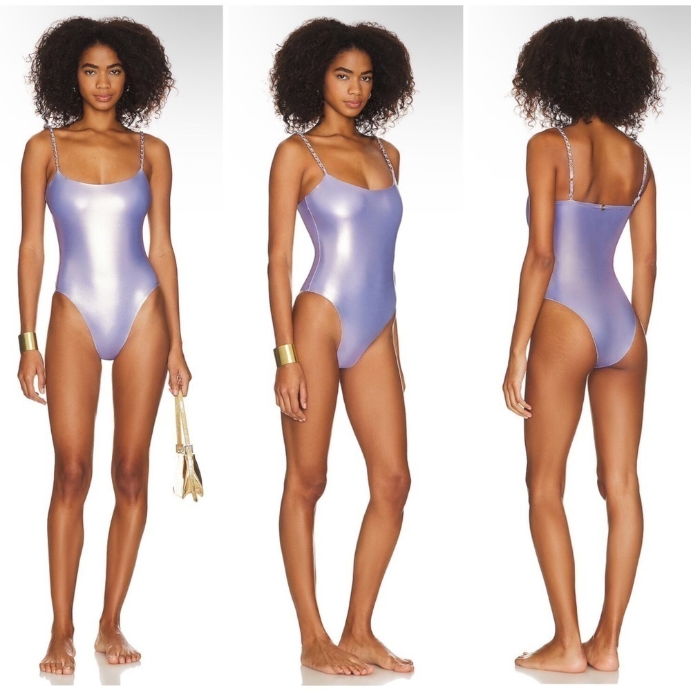 Aquamanile Jasmine 80s One Piece in Foil Purple Size L